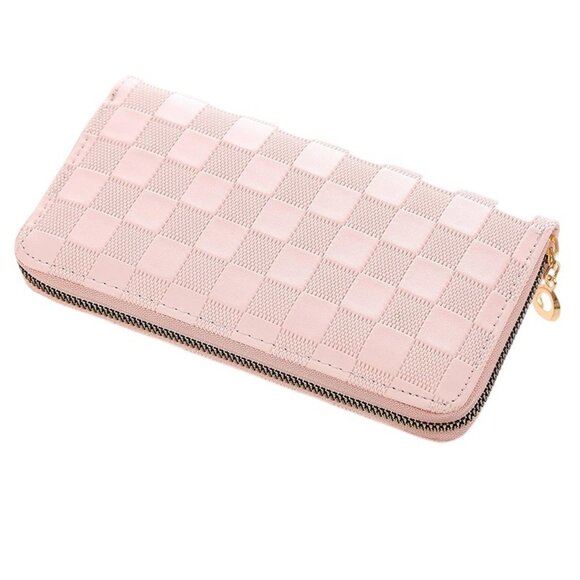 Trendy Vegan Leather Checkered Pattern Zipper Wallet by Zenana - Picture 6 of 16